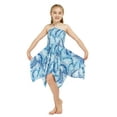 thumbnail image 1 of Girl Gypsy Uneven Bottom Hawaiian Luau Dress in Simply Blue Leaves Size 8, 1 of 5