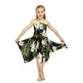 thumbnail image 1 of Girl Gypsy Uneven Bottom Hawaiian Luau Dress in Wispy Cereus Black Size 8, 1 of 5