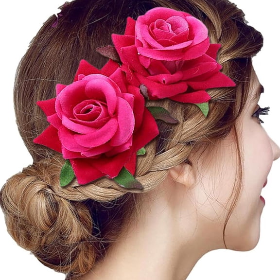 Girl Hair Clips Flower Hair Clips For Women Bride Headpieces For Wedding Floral Hair Headpiece For Brides Hair Accessories For Kids Womens Hair Clips Rose Fork Comb Miss Sweatbands Headbands Men Sweat