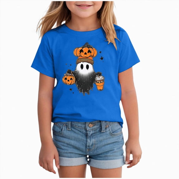 Girl Halloween Etiquette Bow Flower T Shirt Girls Halloween Spooky Season Fall Clothes Athletic Shirts for Girls