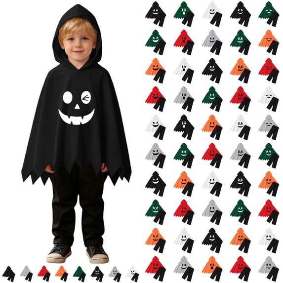 Girl Halloween Outfit Unisex Ghost Face Hooded Cloak Pants Two Piece Set Girl 12-18 Months