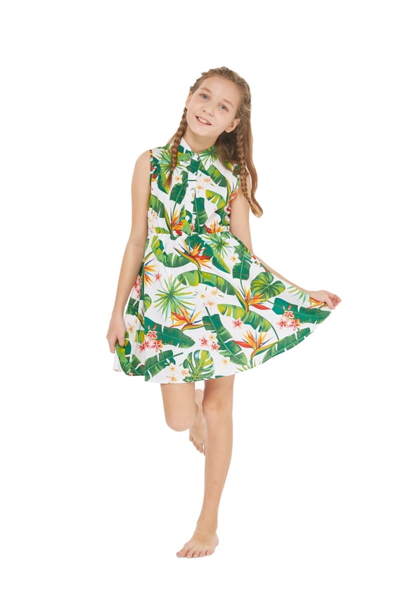 Girl Hawaiian Collar Shirt in Christmas Santa in Hawaii