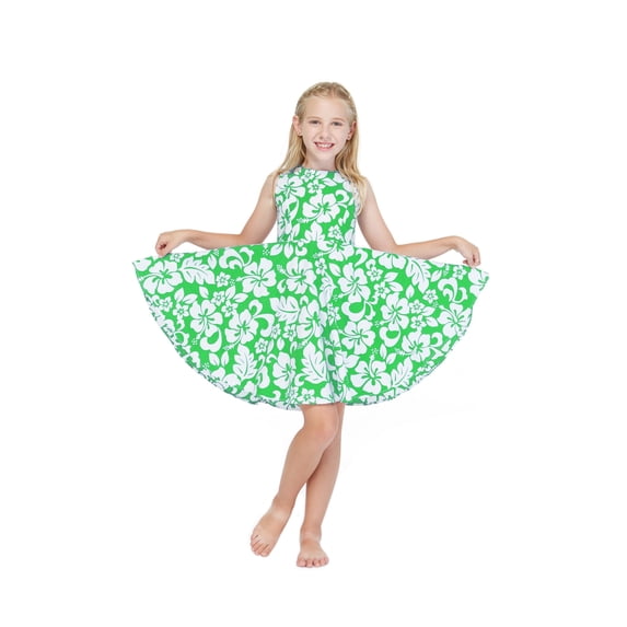 Girl Hawaiian Vintage Fit and Flare Dress in Flamingo in Love