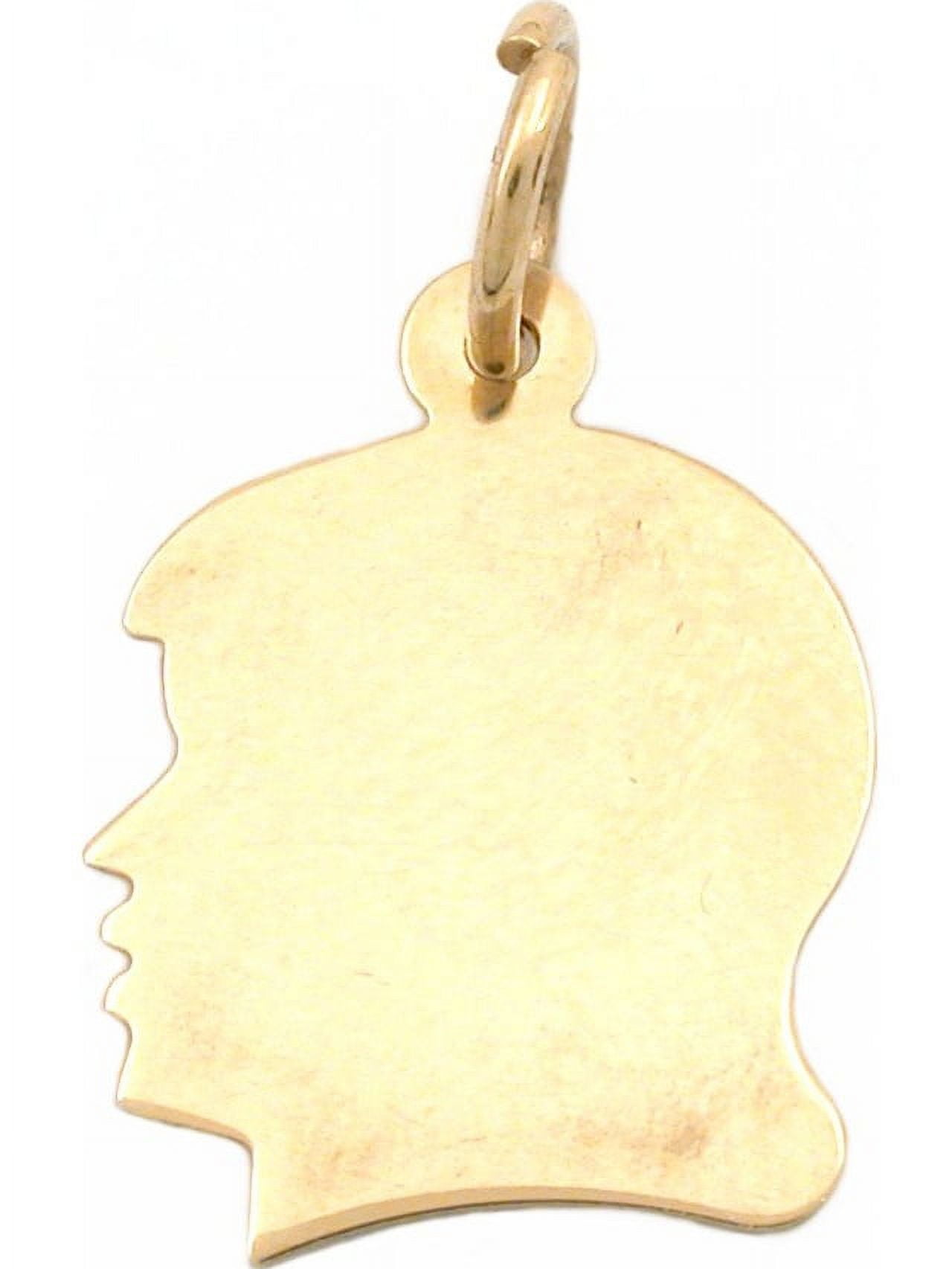 Girl Head Silhouette Charm 14K Gold 17.5mm
