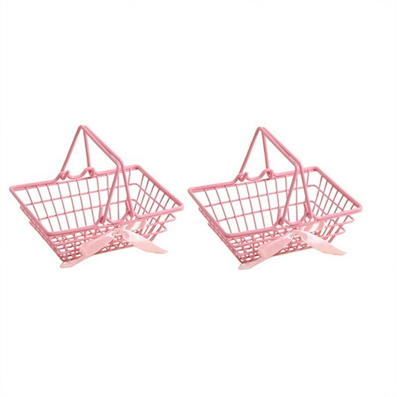 Girl Heart Pink Shopping Basket Cosmetic Storage Basket Storage Frame Photo Background Props(Medium)