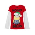 thumbnail image 1 of Girl Ho Ho Bello Minion Carl Holiday T-Shirt Christmas Tee, 1 of 1