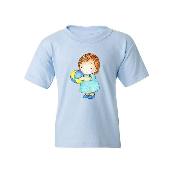 Girl Holding A Ball T-Shirt Juniors -Image by Shutterstock,  Medium
