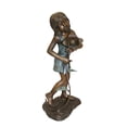 thumbnail image 1 of Girl Holding a Flower Fountain Bronze Statue -  Size: 15"L x 15"W x 35"H., 1 of 10