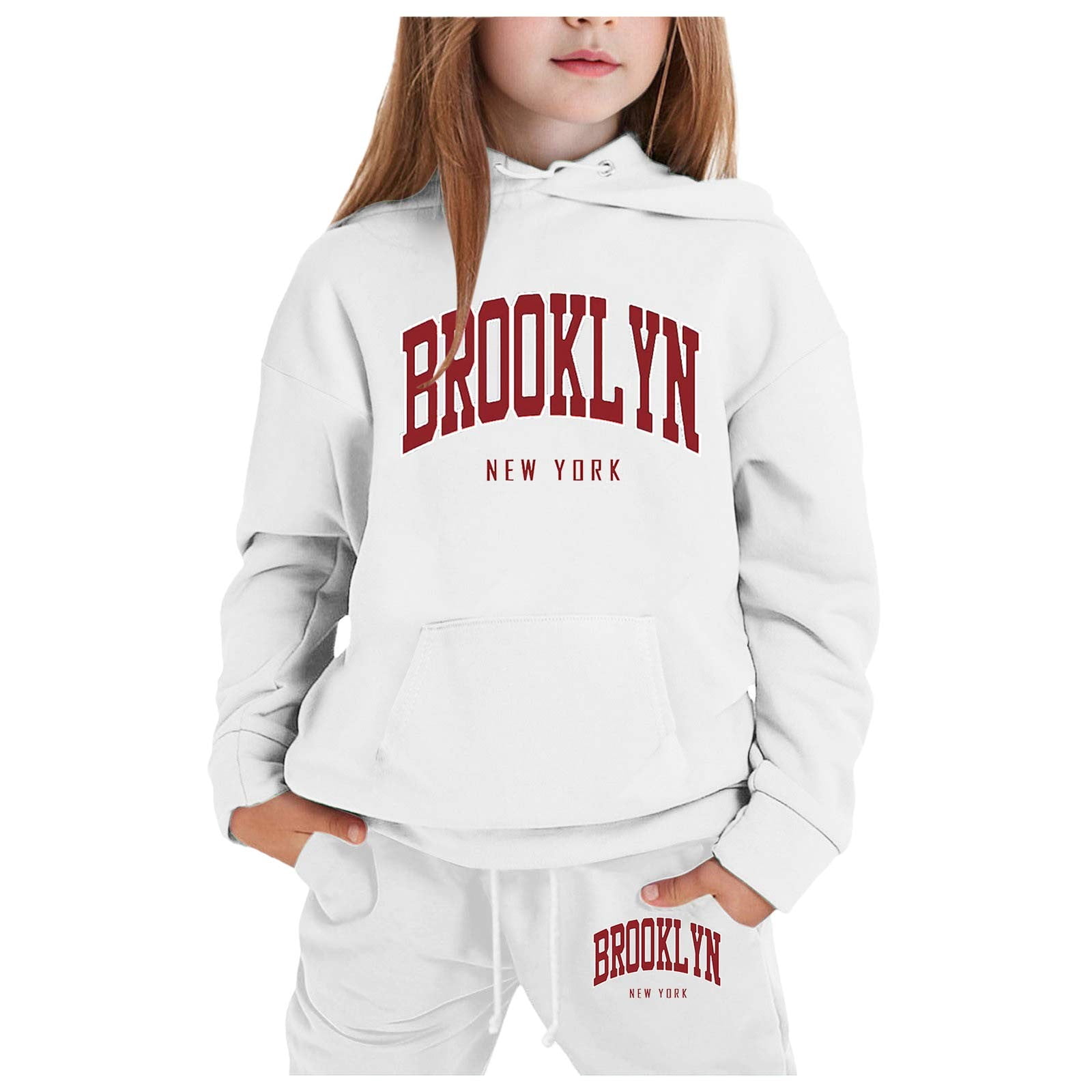 Girls Light Sky Printed Sweatshirt With Hood
