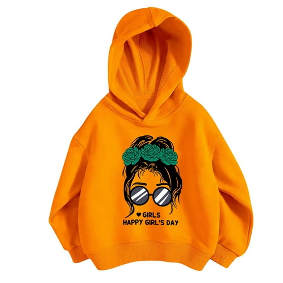 Girl Hoodie Drawstring FlowerLetter Printing Pullover Sweatshirt Pullover Oversized Hoodie Fashion Blouse Long Sleeve Shirt track Jackets with Pocket WH4, 100