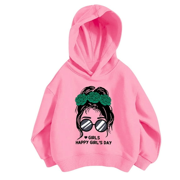 Girl Hoodie Size 6 Drawstring FlowerLetter Printing Pullover Sweatshirt Pullover Oversized Hoodie Fashion Blouse Long Sleeve Shirt track Jackets with Pocket PK2, 140