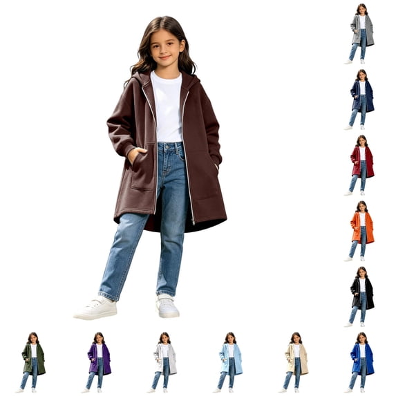 Girl Hoodies Long Sleeve Full Zip Up Girls Sweatshirt with Pockets Kids Girls Clothes