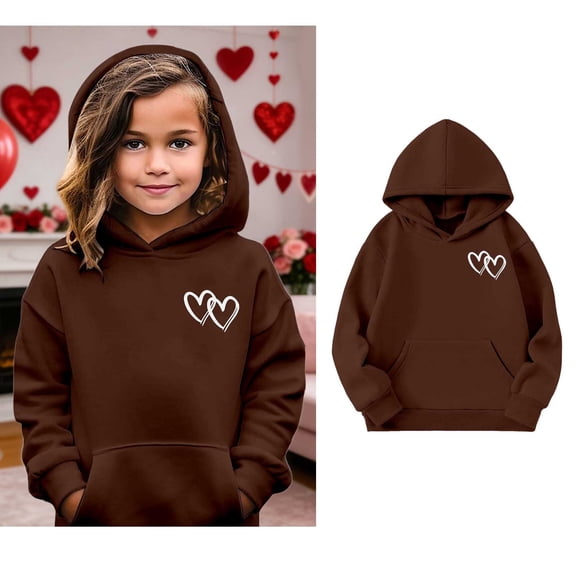 Girl Hoodies Valentine Sweatshirt Long Sleeve Casual Heart Sweatshirts Crewneck Pullover Girls Tops 5-6 Years