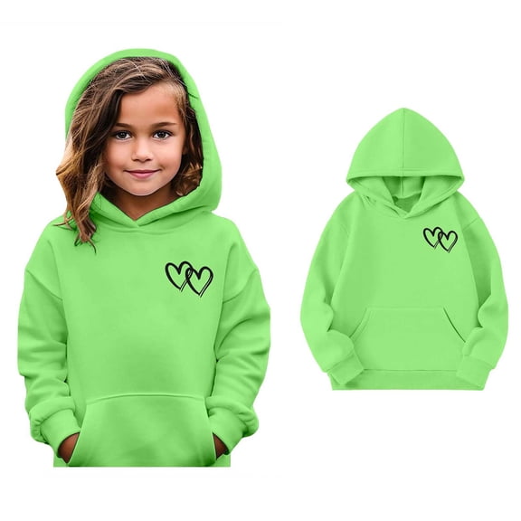 Girl Hoodies Valentines Sweatshirt Long Sleeve Casual Heart Sweatshirts Crewneck Pullover Size 9-10 Years Girls Clothes