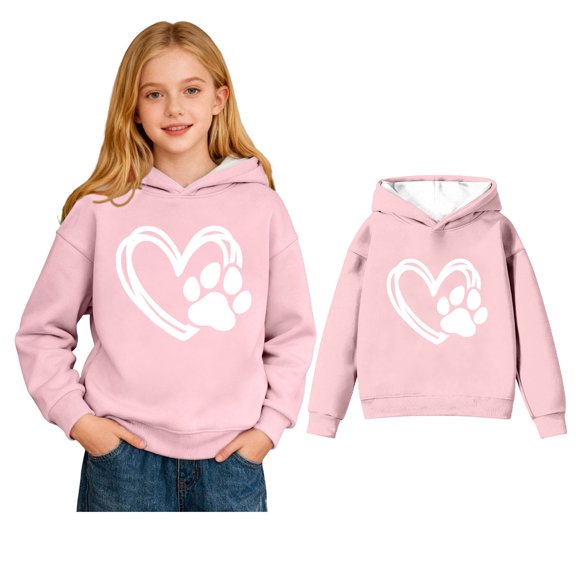 Girl Hoodies Valentines Sweatshirt Long Sleeve Heart Sweatshirts Crew Neck Pullover Sweatshirt Size 5-6 Years Boys Clothes