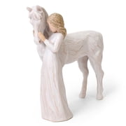 Girl & Horse Resin Figurine - Cowgirl Memorial Gift, Equestrian Decor for Horse Lovers, Home Ornament White