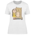 thumbnail image 1 of Girl Hugging A Cat Cartoon Tee Women's -Image by Shutterstock, 1 of 2