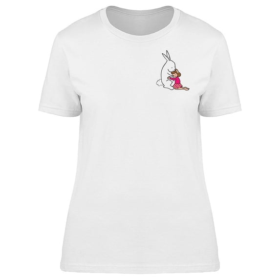 Girl Hugging A Giant Rabbit Tee Women's -Image by Shutterstock