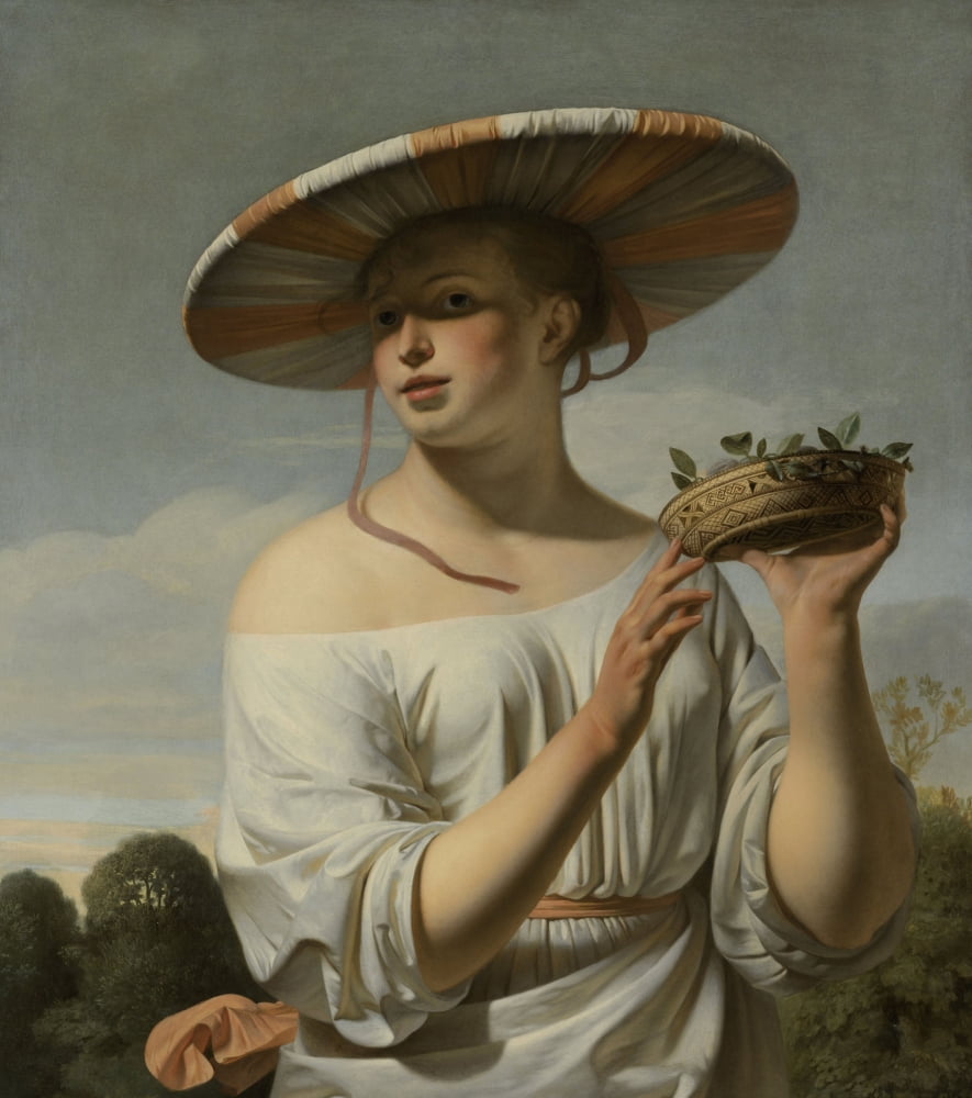 Girl In A Large Hat Canvas Art - (18 x 24)