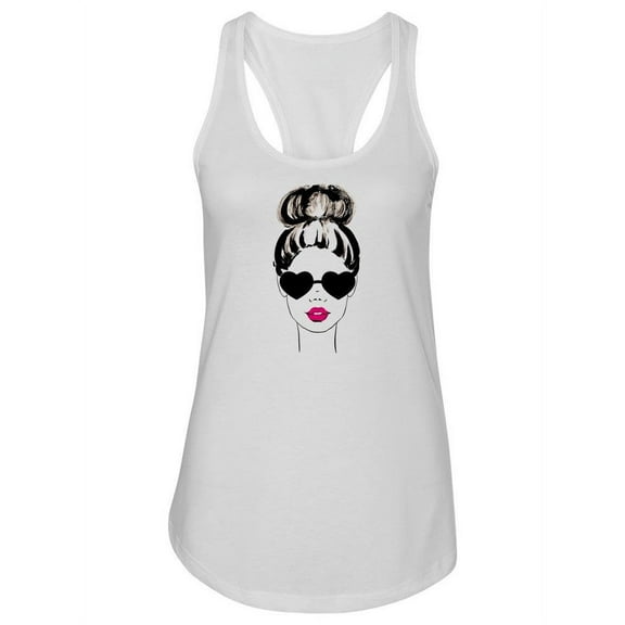 Girl In Heart Sunglasses. Tank Women -Image by Shutterstock, Female XX-Large