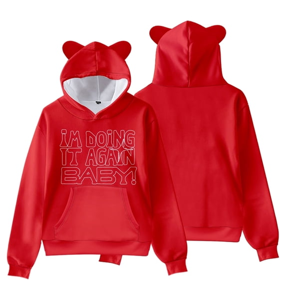 Girl In Red I'm Doing It Again Baby Cat Ear Hoodie Women Long Sleeve Sweatshirt Pullover Clothes
