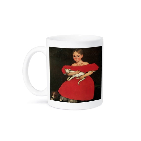 3dRose, Girl in Red with Her Cat and Dog by Ammi Phillips American Art, 11oz Mug