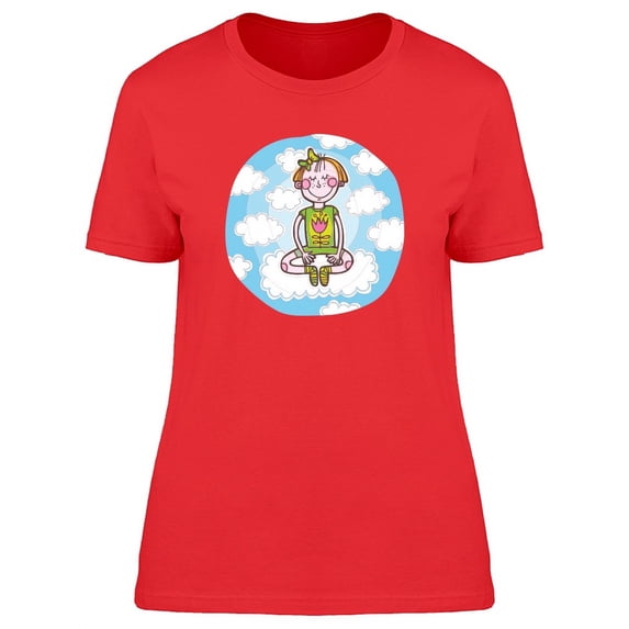 Girl In Yoga Pose In The Clouds T-Shirt Women -Image by Shutterstock, Female Medium