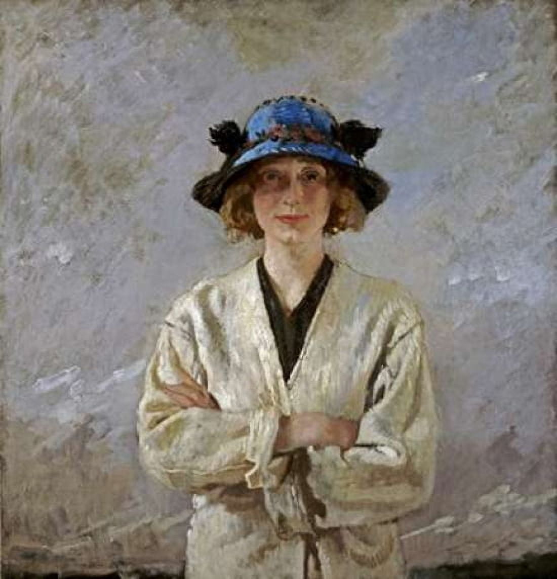 Girl In a Blue Hat Canvas Art - Sir William Orpen (24 x 24)