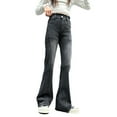 thumbnail image 1 of Girl Jeans Black Jeans Flared Jeans High Waisted Baggy Jeans Kids with Pocket Girl Jeans Size 6-7 Years, 1 of 7