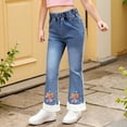 thumbnail image 1 of Girl Jeans Bow Jeans Girl Flare Jeans High Waist Baggy Jeans Kids Casual Girls Size 5-6 Years Outfits, 1 of 4