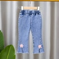 thumbnail image 1 of Girl Jeans Embroidered Flare Leggings for Girls with Pockets High Waisted Girls Wide Leg Jeans for Girls 4-5 Years, 1 of 5