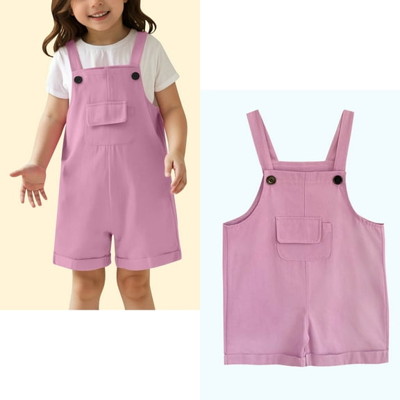 Girl Jumpsuit Kids Casual Sleeveless Overalls Girls Loose Rompers with Pockets Purple Jumpsuits 9-10 Years Girls Clothes