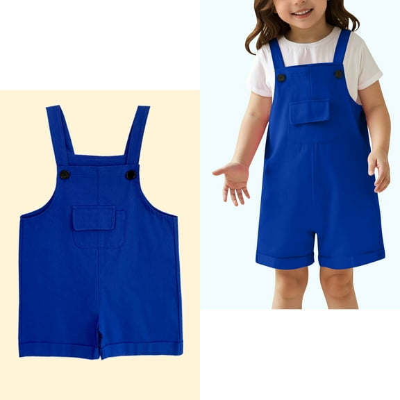 Girl Jumpsuit Kids Casual Sleeveless Romper Girls 1 Piece Rompers with Pockets Blue Jumpsuits Summer Clothes for Kids 9-10 Years