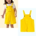 thumbnail image 1 of Girl Jumpsuit Kids Casual Sleeveless Romper Girls Overalls with Pockets Yellow Jumpsuit Girl Clothes Size 4-5 Years, 1 of 4