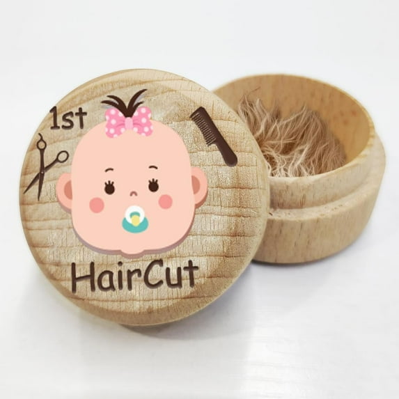 Girl Keepsake Box for First Hair First Haircut Keepsake Wooden Baby Hair 3D Box Cute Girl Hair Container Box to Keep the Childhood Memory for Baby Shower Birthday Gift Present