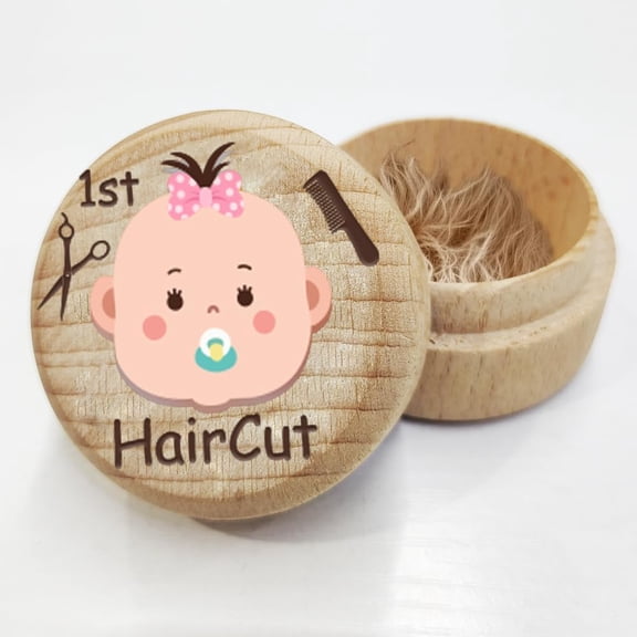Girl Keepsake Box for First Hair First Haircut Keepsake Wooden Baby Hair 3D Box Cute Girl Hair Container Box to Keep the Childhood Memory for Baby Shower Birthday Gift Present