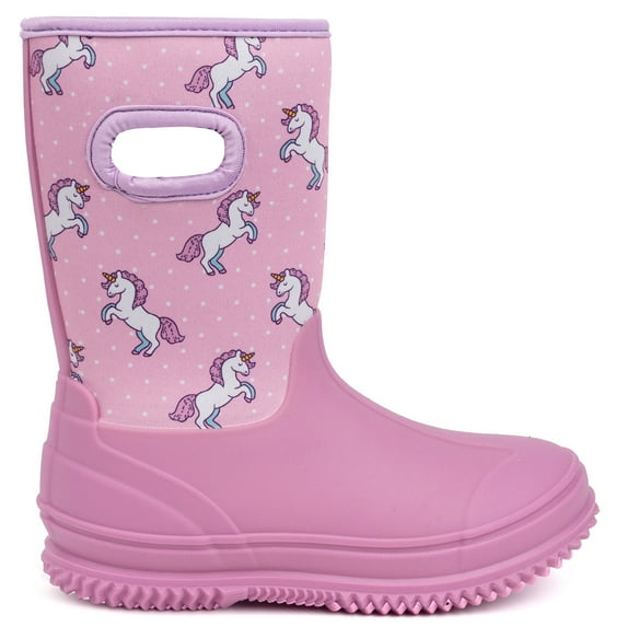 Girl Kids Rain Boots Toddler Snow Boots Winter Neoprene Warm Rubber Boots Waterproof Shoes Lightweight Child Memory Foam Comfortable no slip pink unicorn size 10
