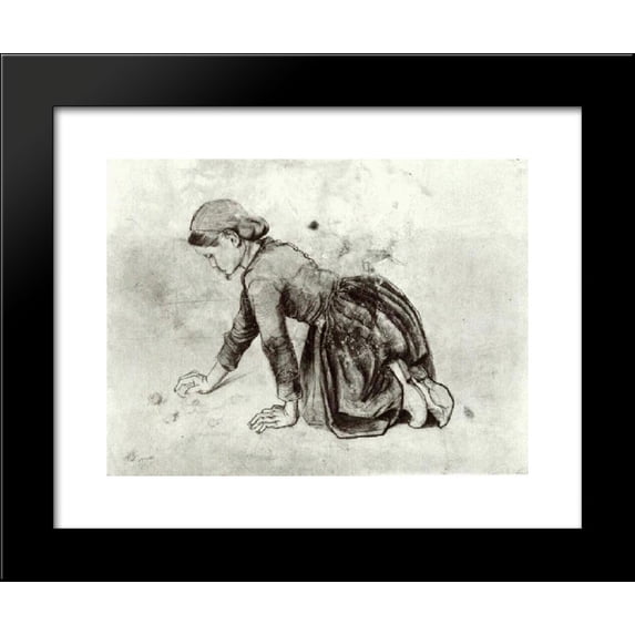 Girl Kneeling 20x24 Framed Art Print by Vincent van Gogh