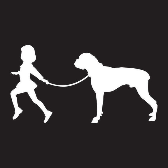 Girl Ledaing A Pitbull Dog Vinyl Decal Sticker | Cars Trucks Vans SUVs Laptops Walls Windows Cups | White | 7 X 3.7 | KCD2143