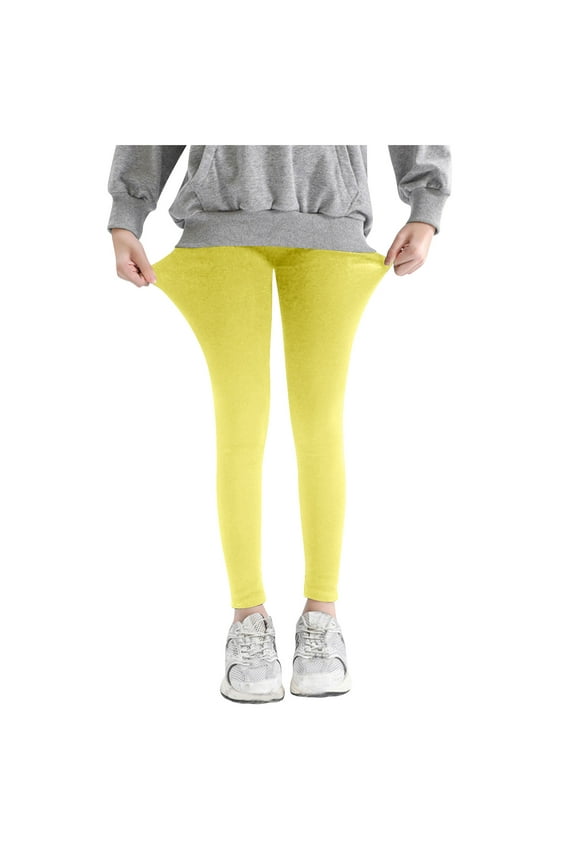 Girl Leggings Soft Cotton Stretchy Pants Thin Footless Tights Ankle Length Stockings Spring Summer Outfit (3 Years, Yellow)