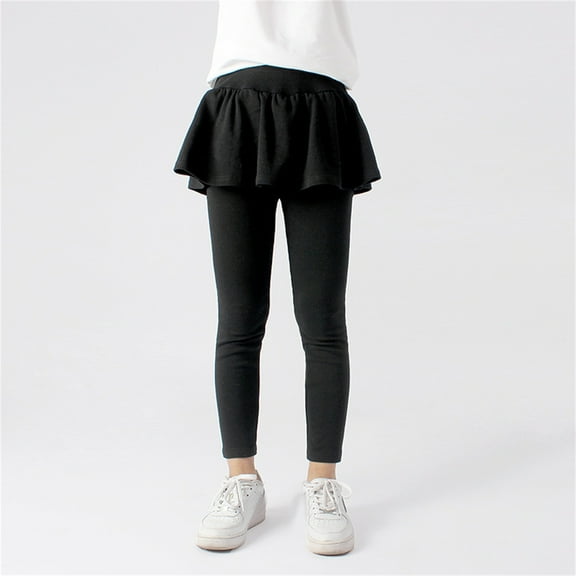 Girl Leggings with Ruffle Skirt Pants Cotton Ruffle Skirt Lined Thick Warm Pantskirt School Uniform Pants Warm Winter Pants for Toddlers 5T