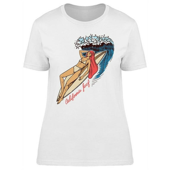 Girl Lies On Big Wave T-Shirt Women -Image by Shutterstock, Female Large