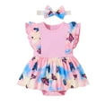 thumbnail image 1 of Girl Light Preemie Undershirts Girls Baby Girl Dress Bodysuit Child of by Baby Girl Toddler Girl Dance Leotard Toddle Girls Summer Jumpsuit Butterfly Print Fly Sleeve Baby Jumpsuit And Headband 2PC, 1 of 6
