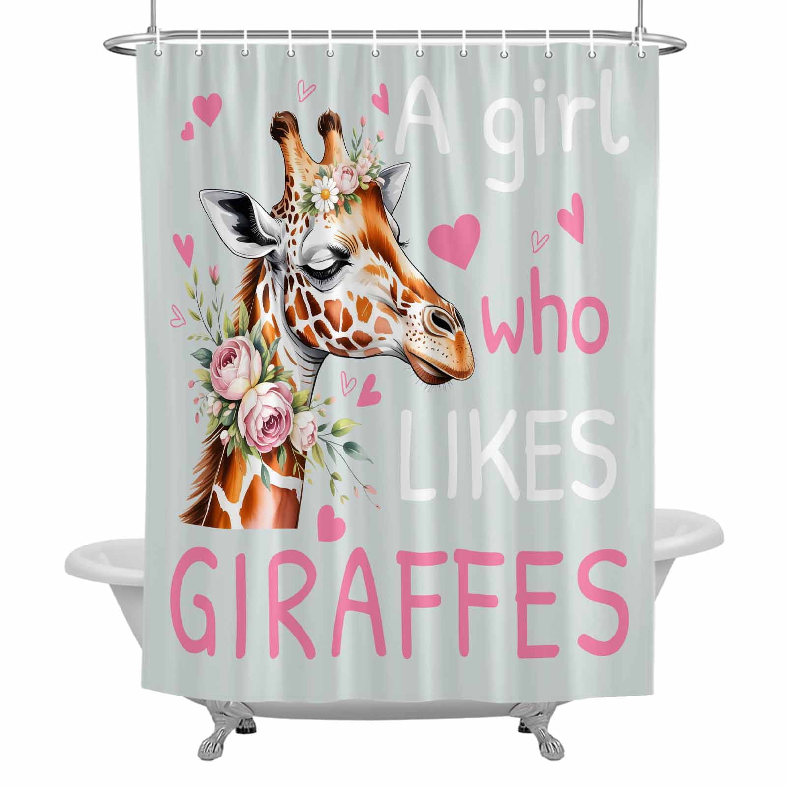 A Girl Who Likes Giraffes Shower Curtain for Bathroom, Cartoon Funny ...