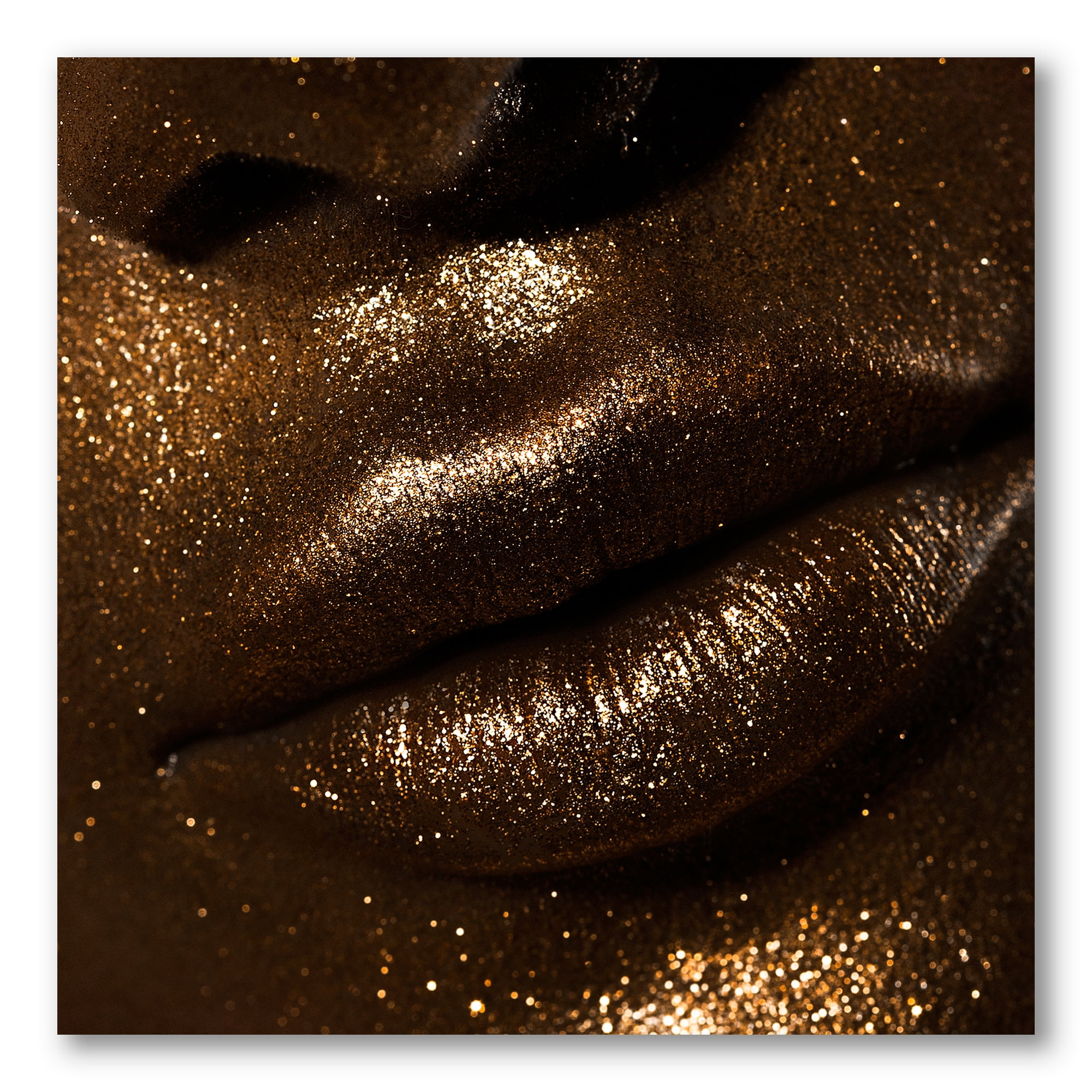 Girl Lips With Glitter and Spangle 30 in x 30 in Painting Canvas Art Print, by Designart