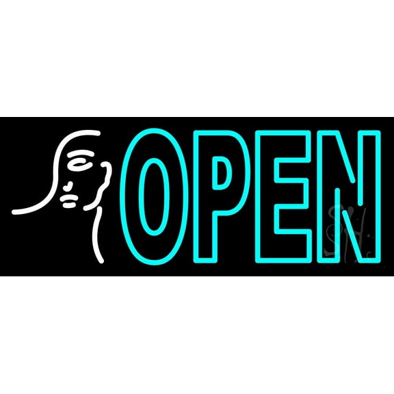 Girl Logo Open LED Neon Sign 13 x 32 - inches, Black Square Cut Acrylic Backing, with Dimmer - Bright and Premium built indoor LED Neon Sign for Defence Force.
