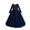 thumbnail image 1 of Girl Long Gown Dress Sparkle Sequins Kids Wedding Bridesmaid Pageant Party Formal Long Gown Princess Tulle Flower Girl Dresses 4-12 Years, 1 of 5