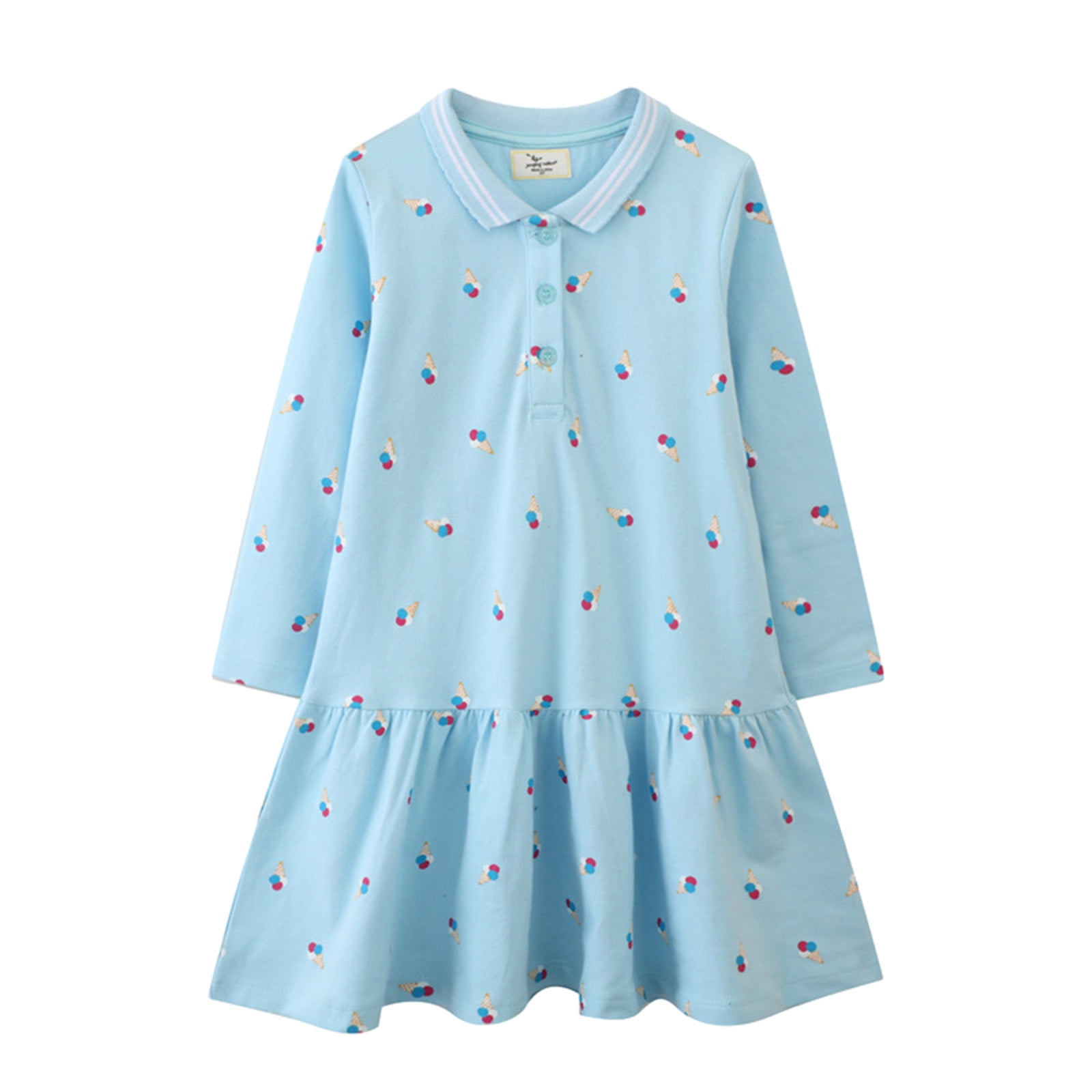Girl Long Sleeve Dress Tiered Ruffle Swing Tunic Shirt Dress - Walmart.com