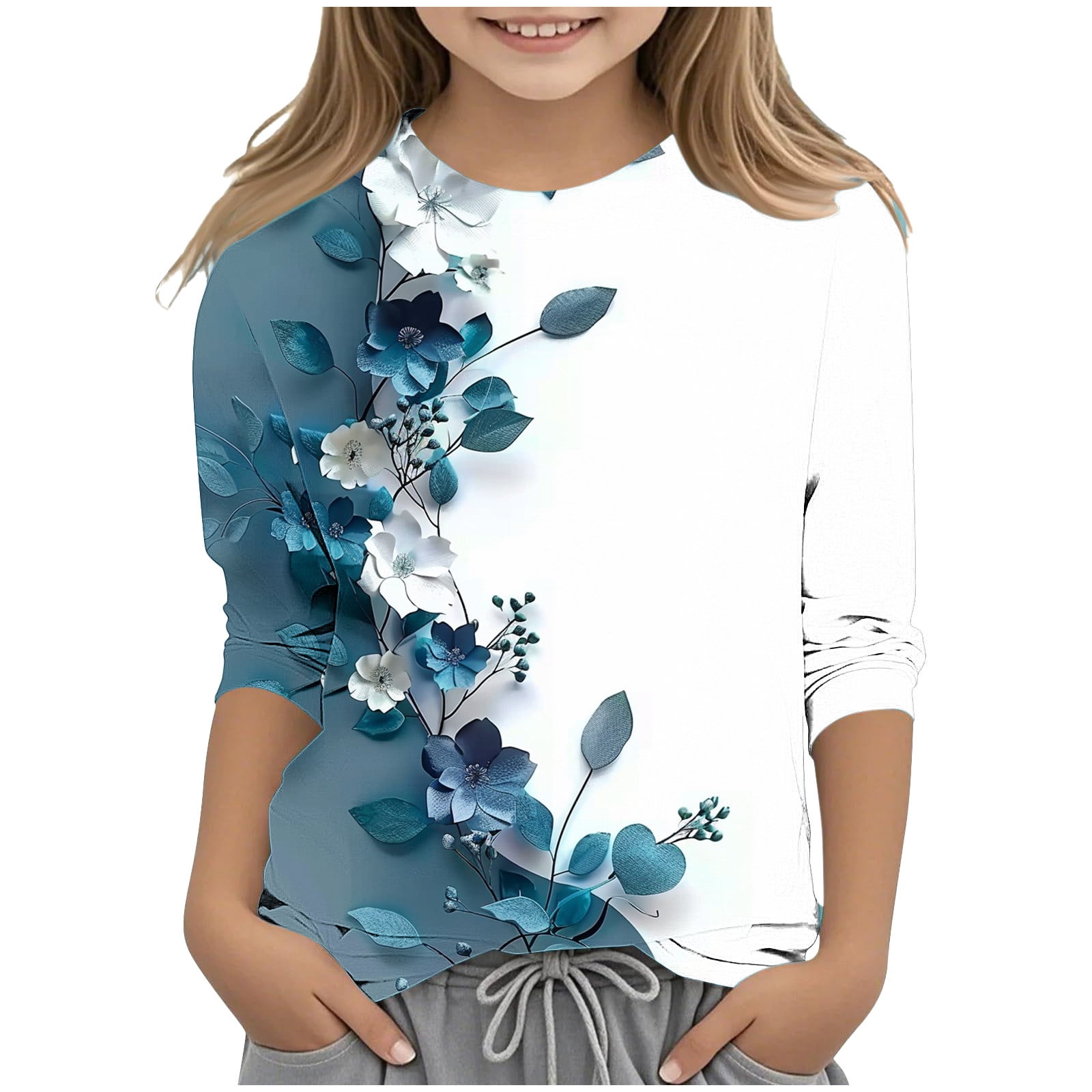 Girl Long Sleeve Shirts 10 Year Old Girl Clothes Toddler Girl Tops White Shirt Kids Christmas Clearance Shirts Girls Summer Savings Clearance