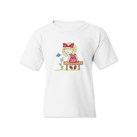 Girl Looking At A Flower T-Shirt Juniors -Image by Shutterstock, x-Large